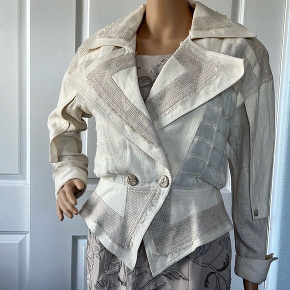Jackets & Blazers - vtg 90s IIF $198 deadstock ivory cream AVANT GARDE blazer jacket S lined
